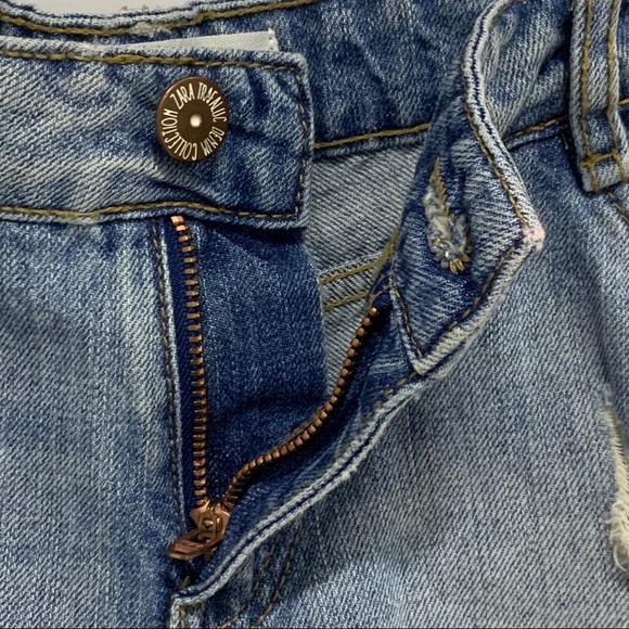 Zara Mid Rise Denim Crochet Shorts Blue Size 4 EUC - Picture 9 of 12